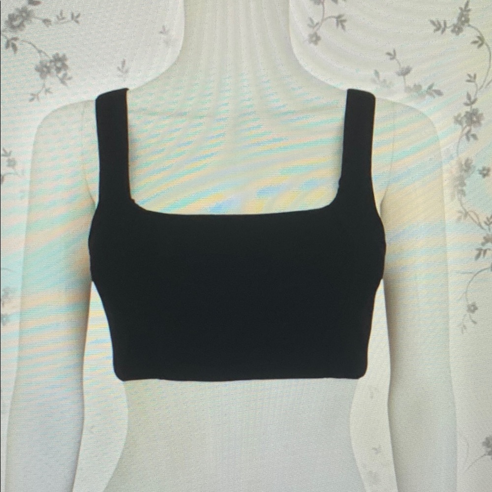 Gaudi' Black Fitted Crop Tank Top